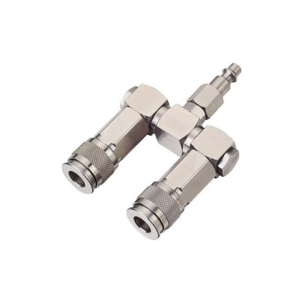 AIR - Fitting 2 Way Splitter 1/4 Swivel 360 deg Chrome (M Type)